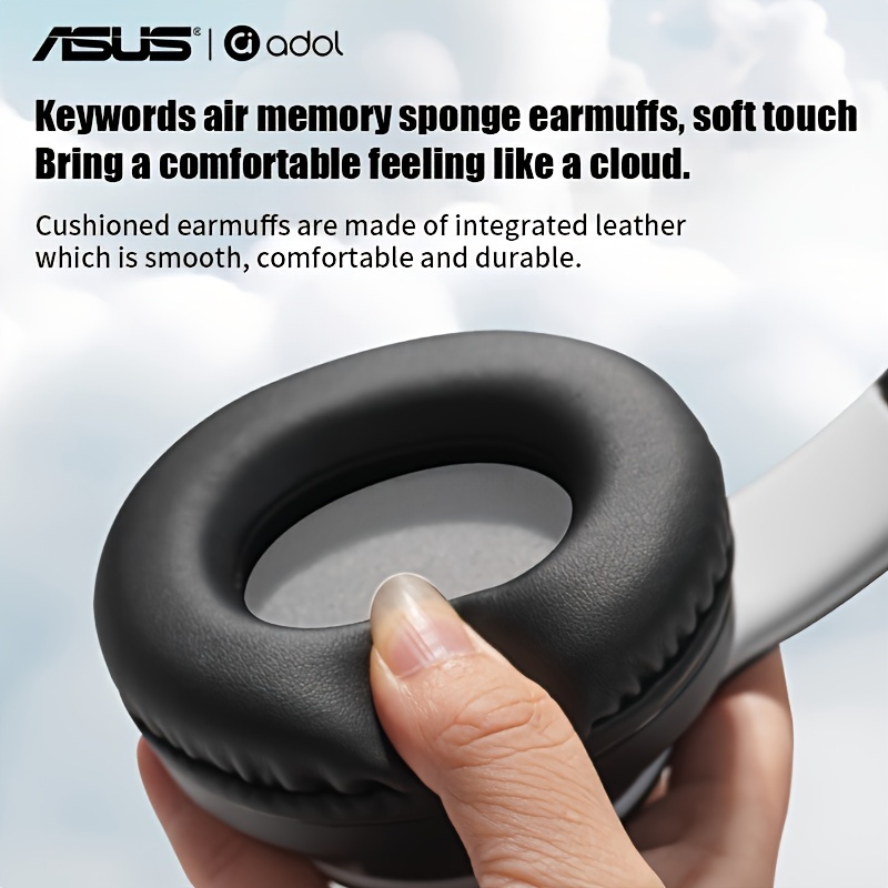 

Asus Wireless Headphones With Mic, Closed-back Design, Noise-cancelling, Foldable, Rechargeable Battery, Compatible With Phones, 3.5mm Jack, For Adults