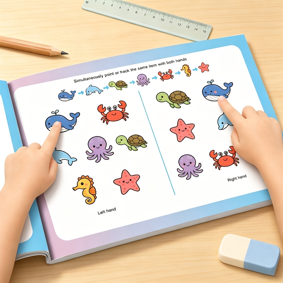 TEMU Cuaderno de ejercicios para niños, libro de actividades de coordinación ojo-, ejercicios de desarrollo bilateral, mejora la concentración, de