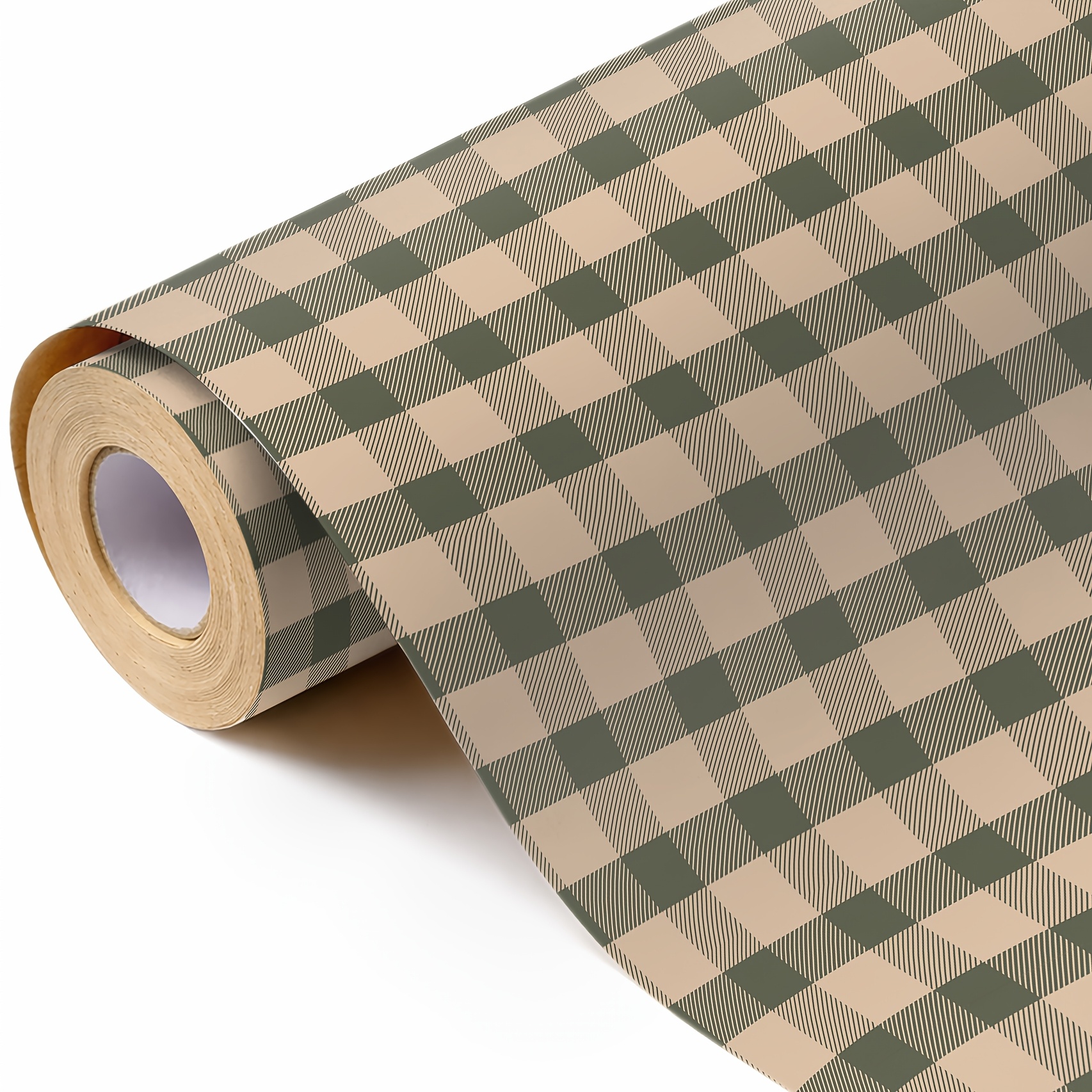 TEMU Rouleau de papier d'emballage 10M/32.8Ft | Motif à carreaux verts, extrémité mate | Papier de cuivre, 43Cm X 10M | Papier d'emballage cadeau