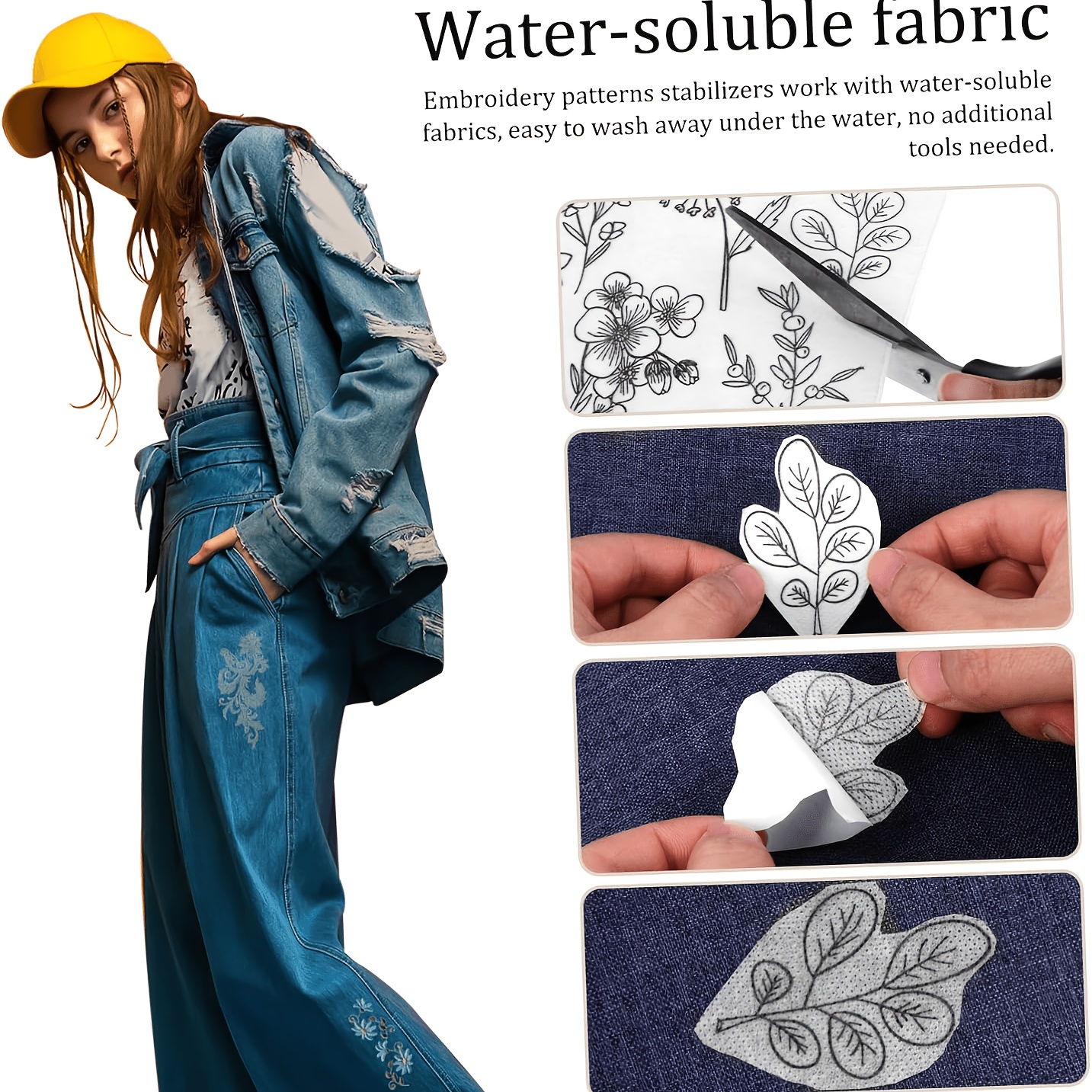 11pcs Water-Soluble Embroidery Kits for Beginners & Professionals