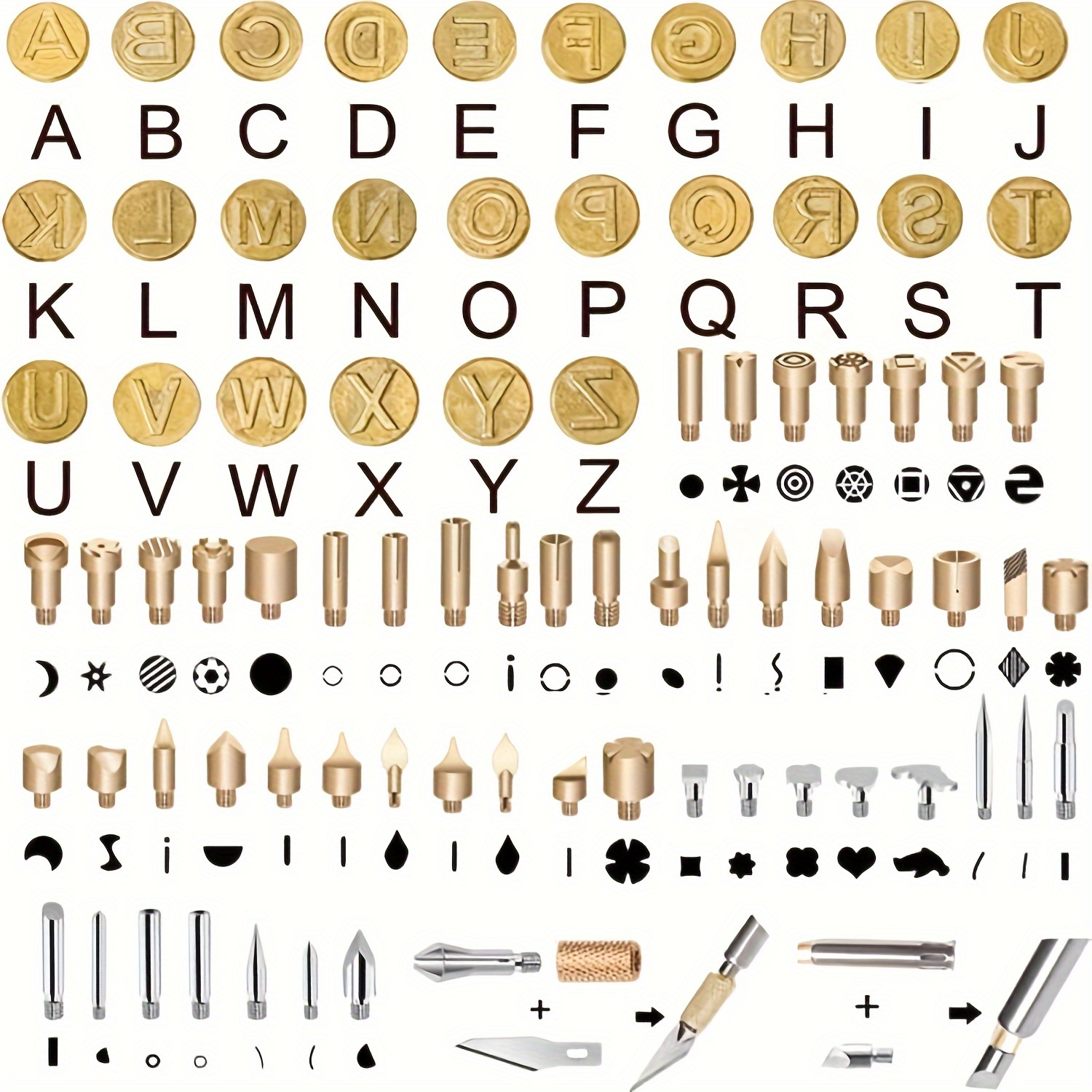 

83 Pcs Wood Burning Tips Set, Metal Engraving Carving Tools With /numbers Stamps, Uncharged Pyrography Accessories Kit For Diy Crafts, Woodworking