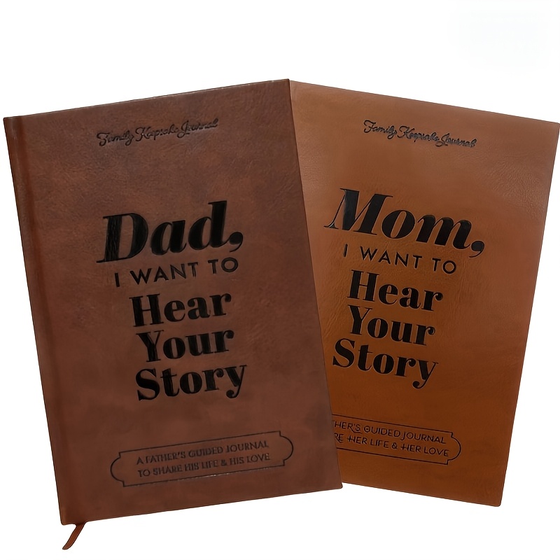 

1 Leather Diary For Dad And Mom, 154 Pages , English Text, Family Commemorative Diary With Guidance, Stories.