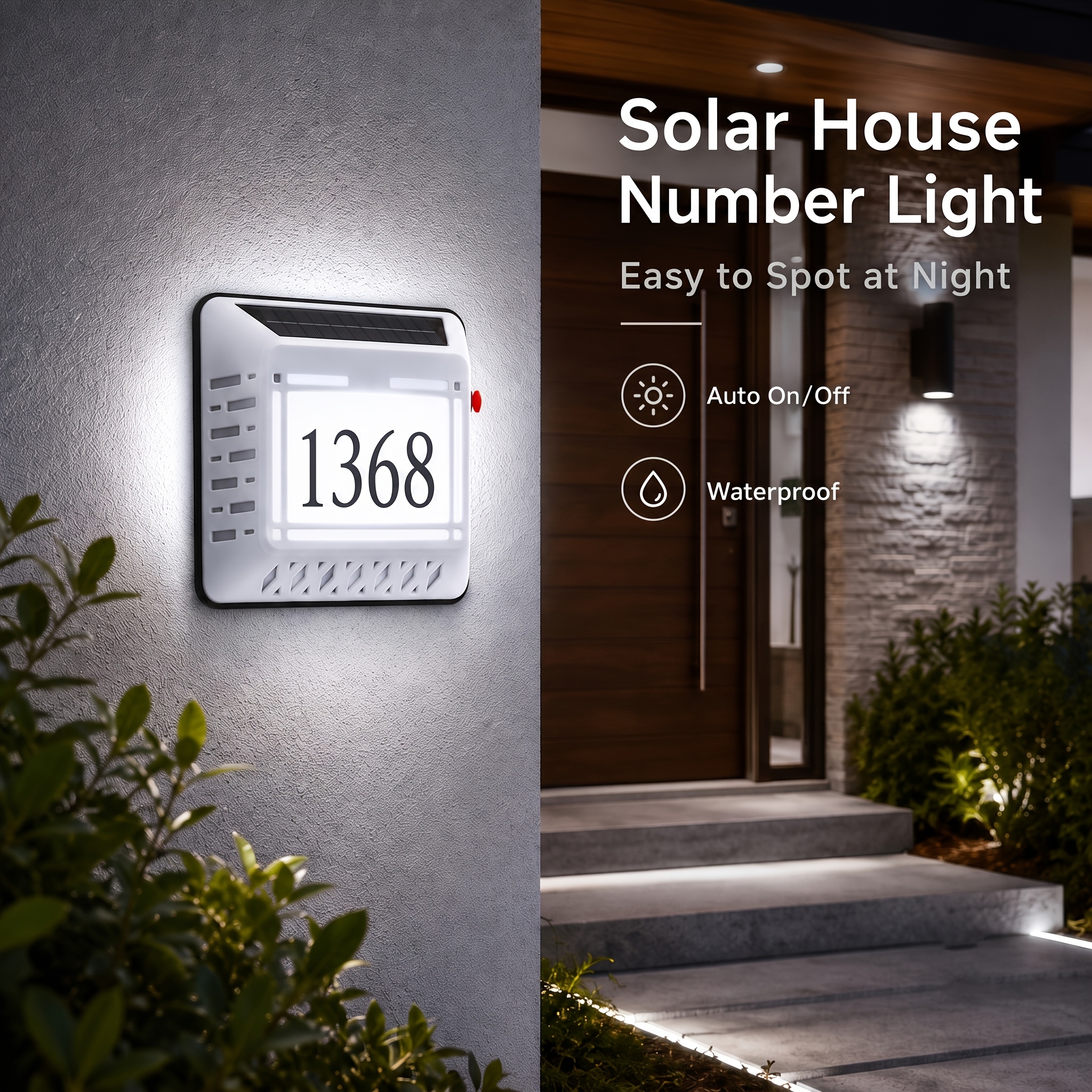 Solar House Numbers Outdoor Waterproof LED Lighted Plaque – 3 Color Modes (Warm/Cool/Natural White), Wall-Mount Or Ground Plug, Adjustable Height, Tool-Free Install, For Yard, Farm & Driveway