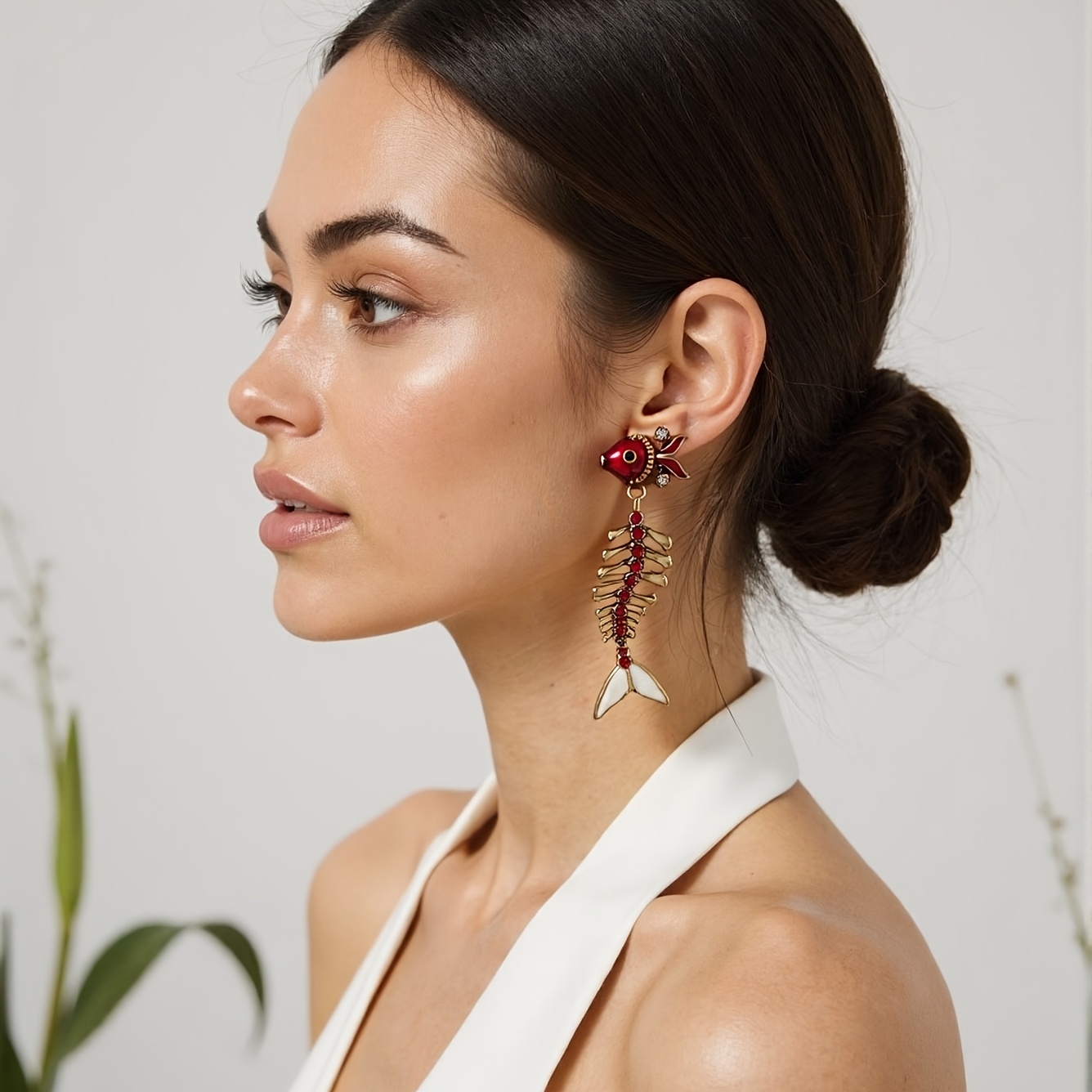 E-shop Westliche Mode Fischgräten Ohrringe Elegante Emaille Tropfen Öl Retro Leicht Luxus High-End Ohr Schmuck