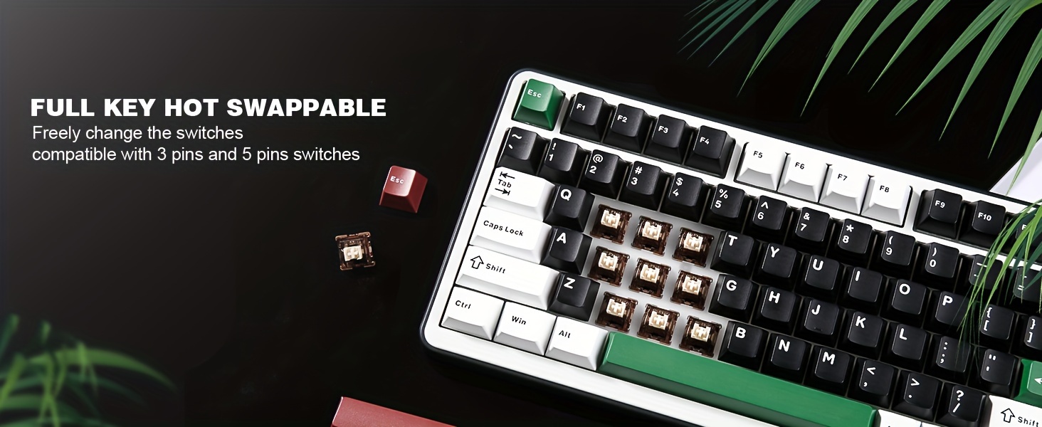 b75 gaming keyboard 75 with rgb hot swappable mechanical switches ergonomic gasket mount and multi wireless type c 2 4 details 6