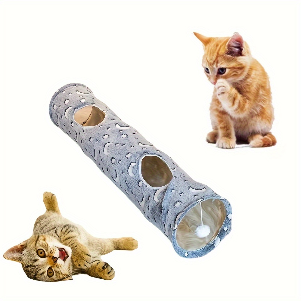 

Cozy -the-dark Plush Cat Tunnel Toy - Foldable 2-way Hide & Play Tent Pattern For Indoor Cats & Kittens, And Fun, Cat Toy