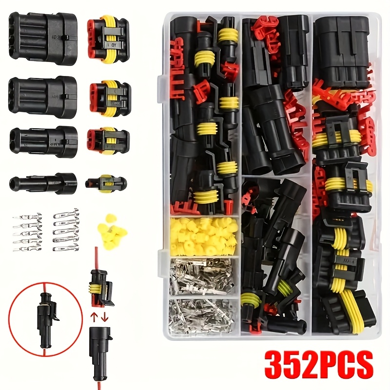 TEMU 352pcs Car Electrical Connector Terminals Automotive Electrical Wire Plug 1 2 3 4 Pin