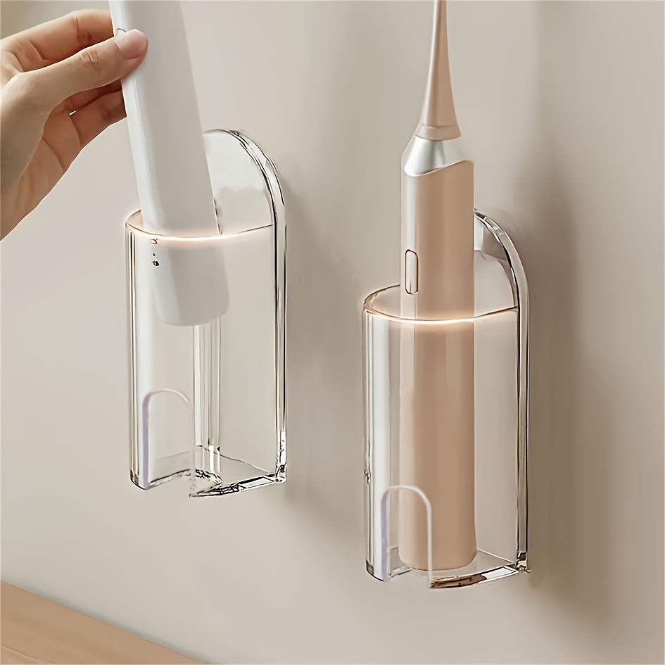 

2pcs Space-saving Self-adhesive Electric Toothbrush Holder - Wall-mounted Bathroom Organizer, Christmas & Halloween Decor, Container, Gift Decoration, Best For Christmas