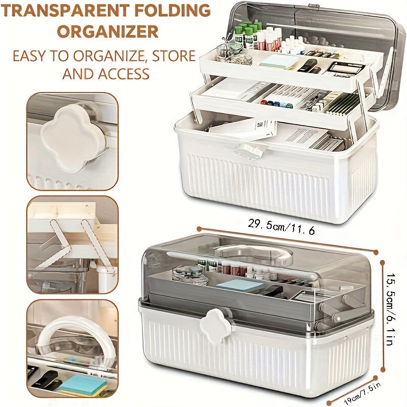 

Versatile Large-capacity Storage Organizer With Handle - Ideal For Medicine, Cosmetics & Art Supplies