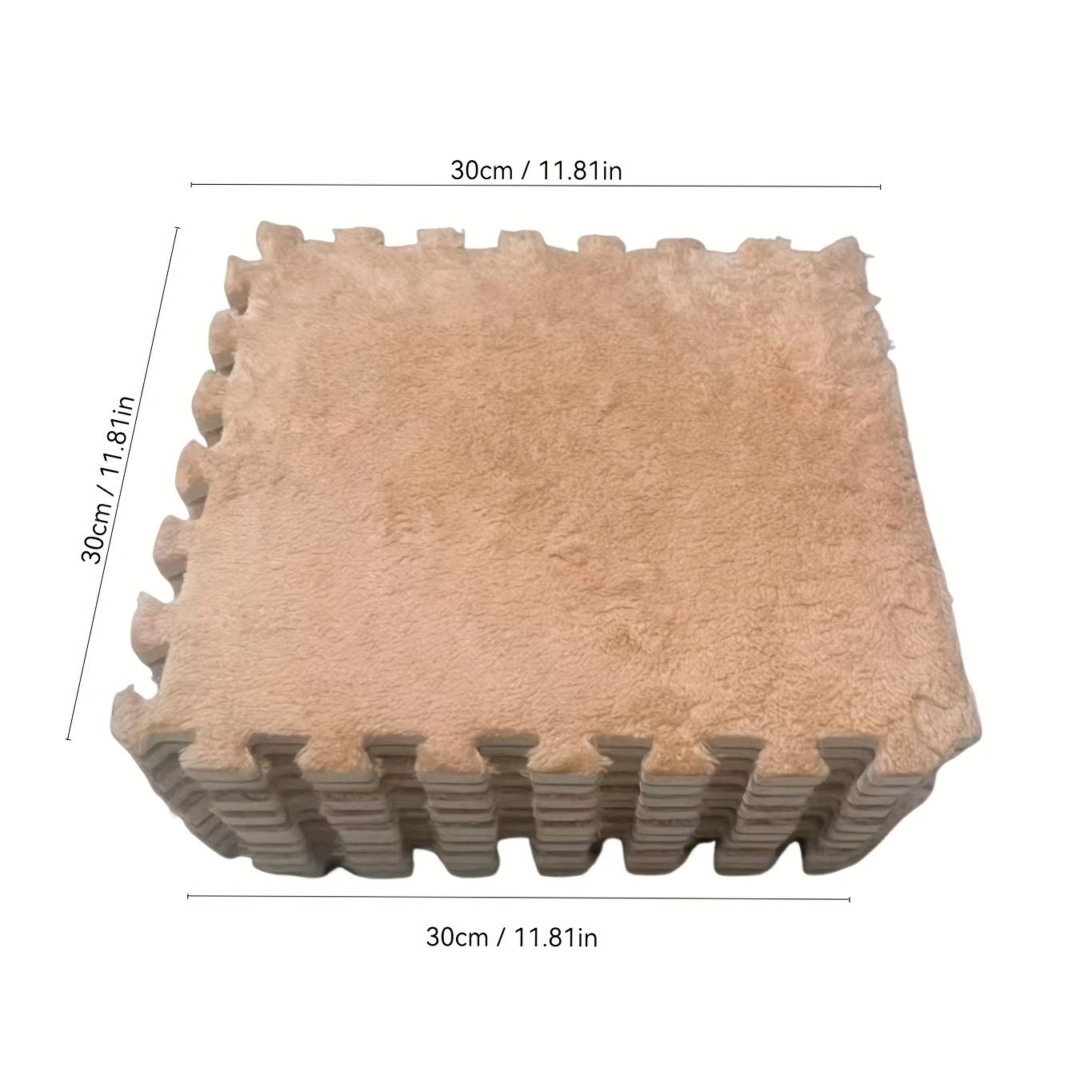 Image of 12pcs Thickened Plush Interlocking Carpet Floor Mat For , Tatami Room, Bedroom, Living Room, And Rental Apartment Renovation