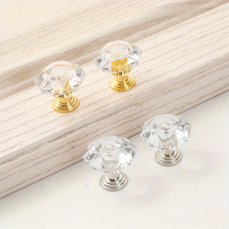 

10pcs Acrylic Crystal Handle For Drawers Cabinets Wardrobe Door Handles, Furniture Single Hole Handles