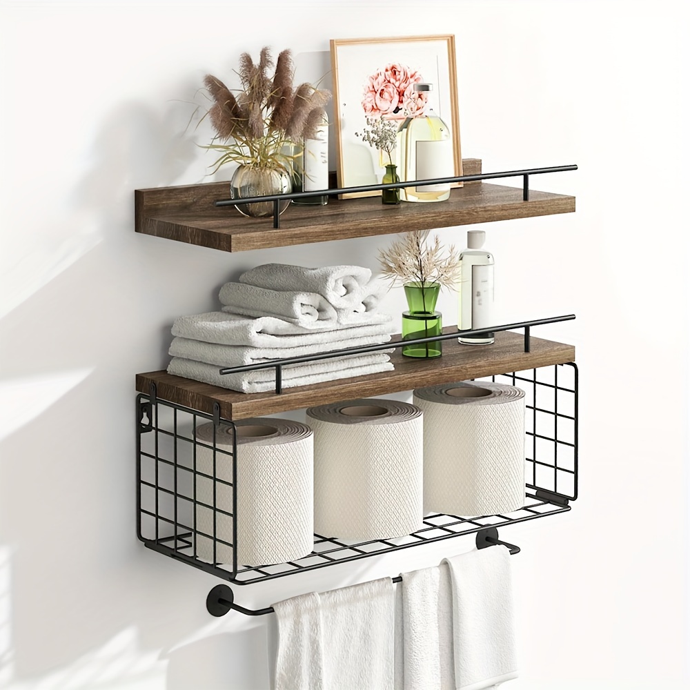 Bathroom Towel Rack Shelf, Floating Shelf Hand Towel Holder