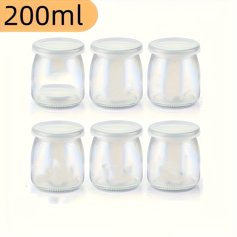 TEMU 6/10 Dessert Cups With Pe Lids, Transparent Yogurt Jars - Covered Yogurt Containers, Glass Storage Jars, Tulip Shaped Jars