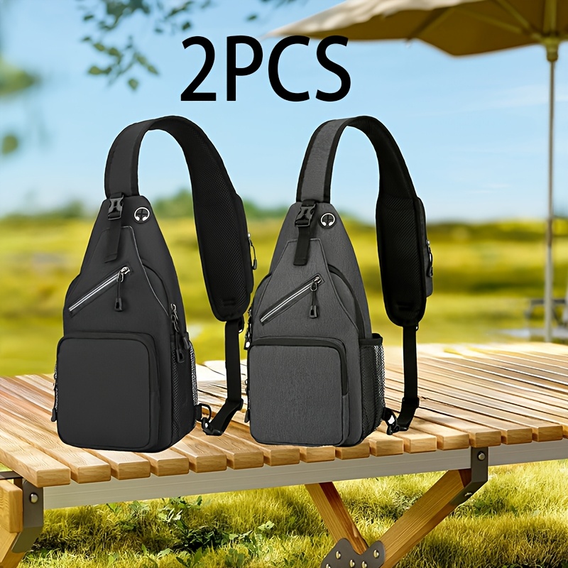 TEMU 2pcs Factory Direct, Sling Bag Lightweight Crossbody Sling Backpack For Women Men Large Shoulder Chest Bag For Hiking Traveling