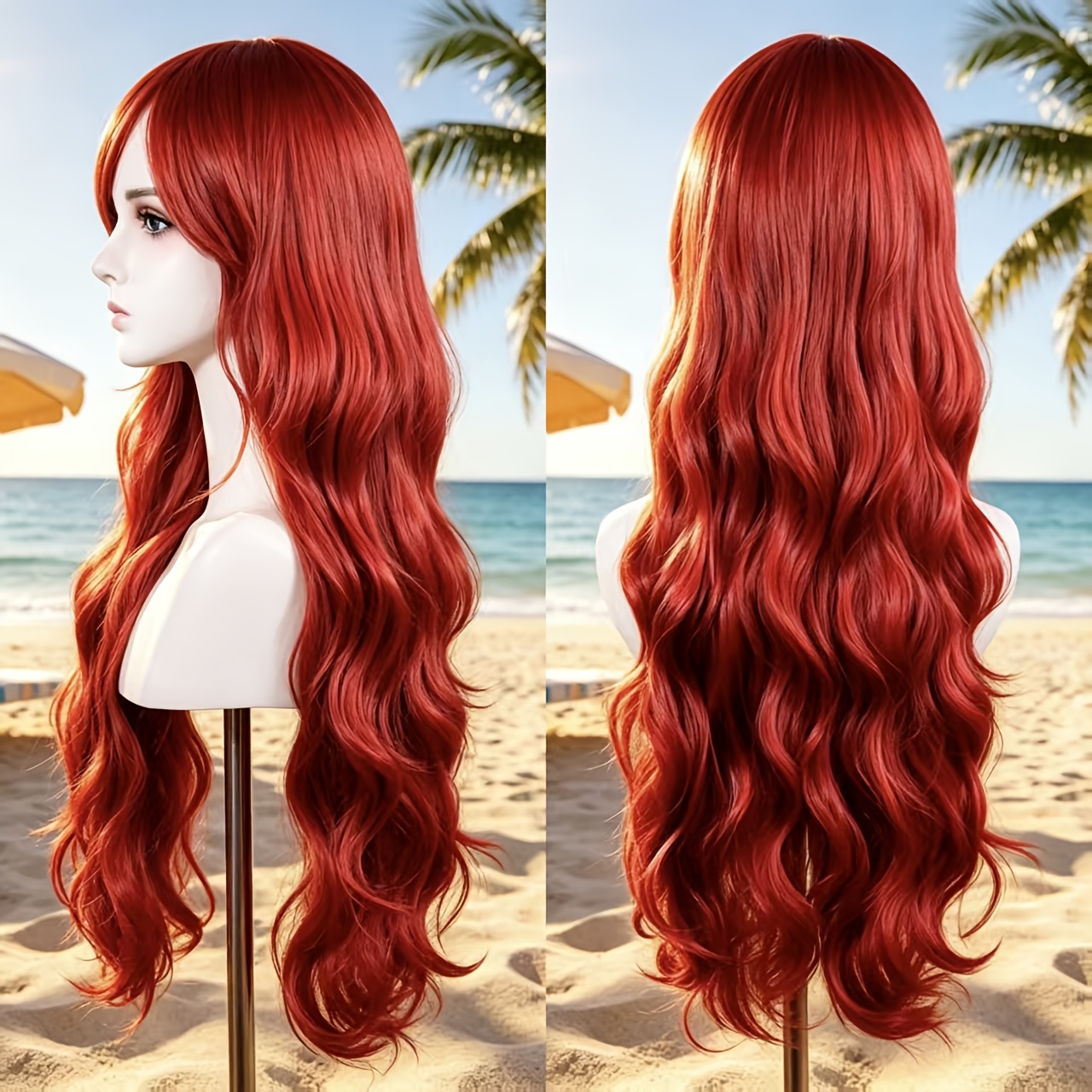 TEMU Women's 80cm Long Curly Wig With Side Bangs - Body Suitable For Daily Wear, Parties, Cosplay & Festivals | Full Wig With Base For & Comfortable