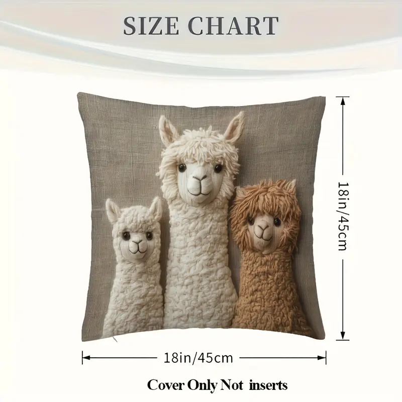 4 bohemian alpaca pillow covers 18x18 inches ultra soft plush double sided of 3 cute black machine washable polyester with zipper closure vintage home decor suitable for living room bedroom nursery accessories soft textured decorative pillowcases Product details 2