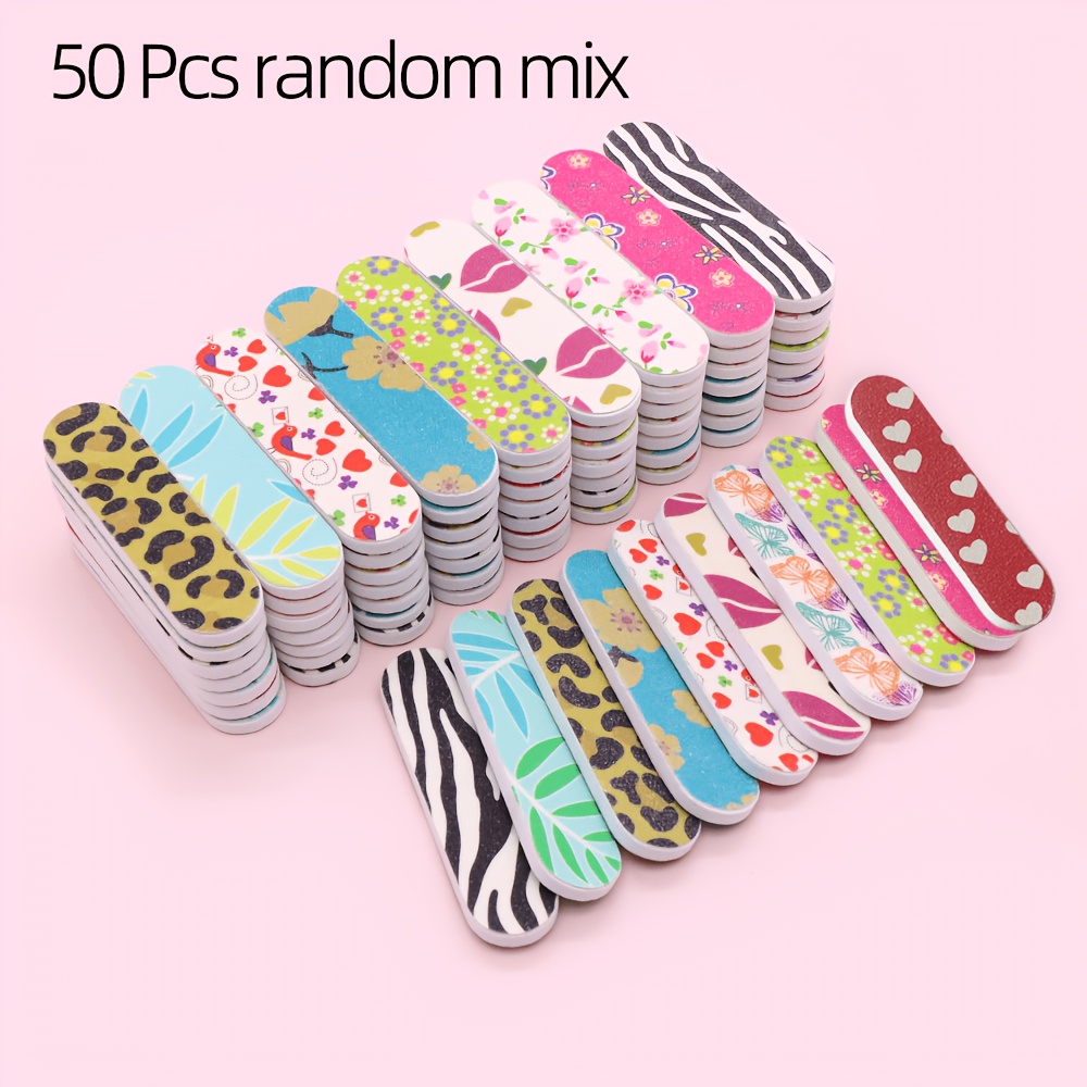 TEMU 20/50pcs Mini à Ongles Colorées Aléatoires, à Fleurs d'Art d'Ongles EVA Imprimées , Bandes de Polissage et de Buffage d'Ongles