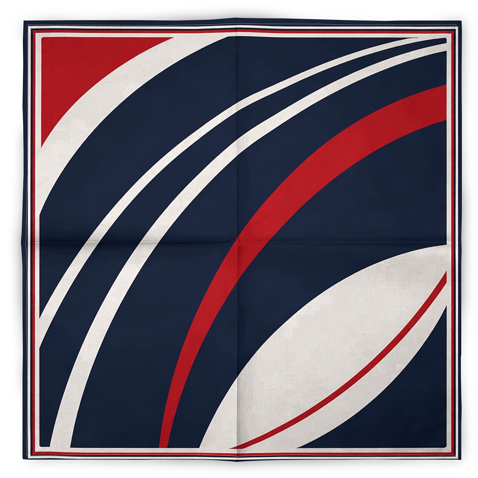 TEMU 1pc 2d Printed Red Blue Contrast Geometric Striped Square Scarf, Vintage Individual Fashion Hip-hop Trendy Headscarf, Fashion Scarf Neck Scarf,