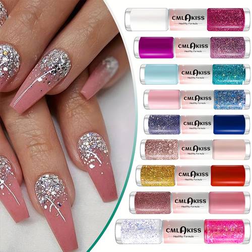 new dual end ultra sparkling sequins solid nail polish non peeling quick dry womens brightening festive gift