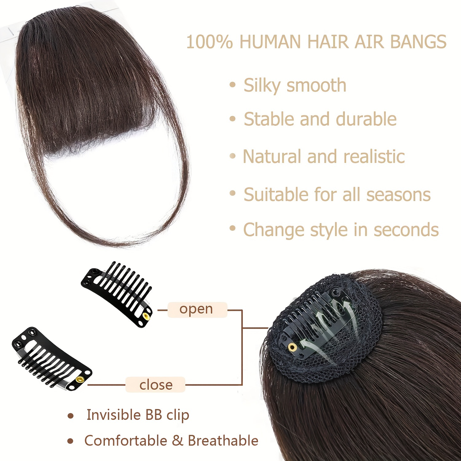 100 real hair clip style bangs with storage box thin bangs clip   bangs sideburns and fine bangs hair extension suitable for womens daily   accessories details 8