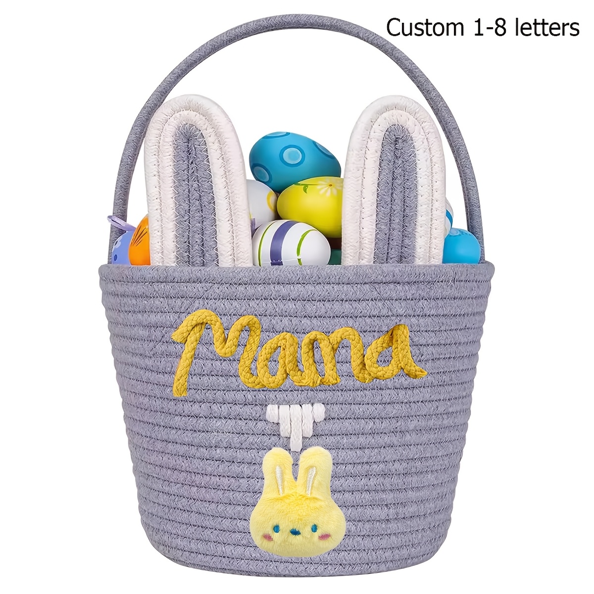 Personalized Custom Name Woven Rabbit Storage Basket