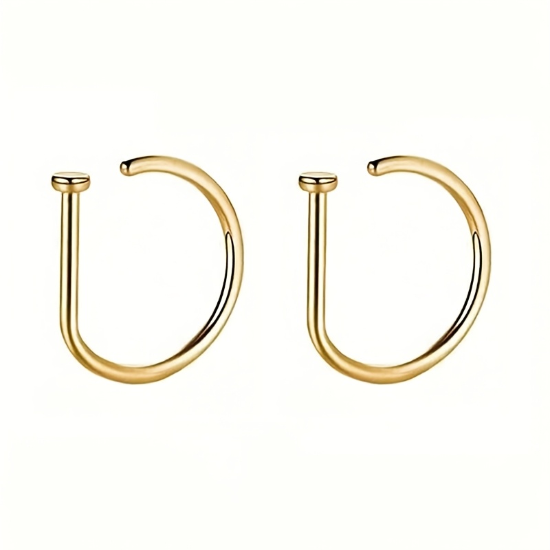 TEMU 2pcs Bague de Nez Perçage pour Femme Homme, Mode Clip de Nez Punk de D Non-Perçage, Acier Inoxydable Perforation Anneaux de Nez Septum Nasal