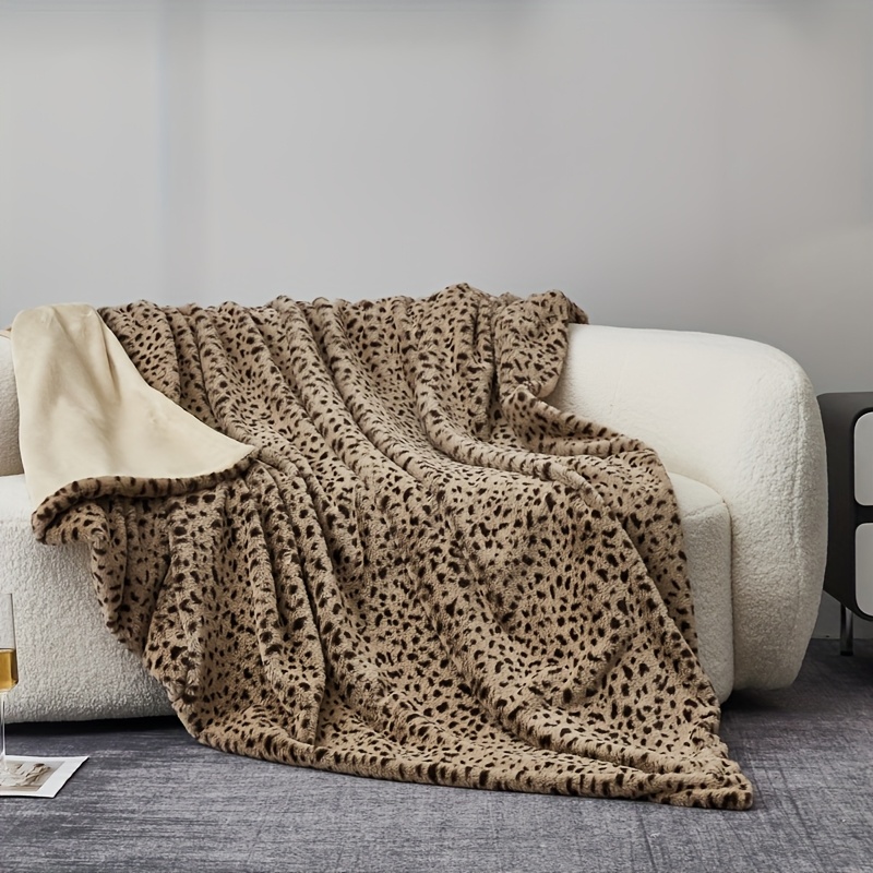 1st lyxig leopardmönstrad kaninpäls kastfilt tjock - Temu Sweden