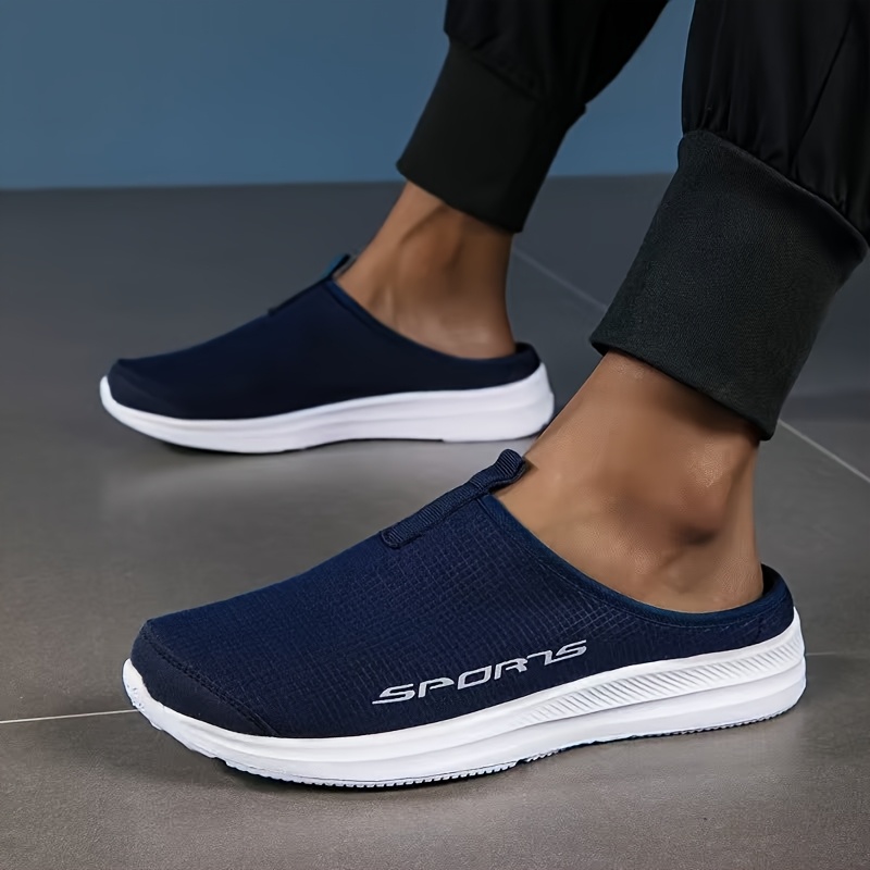 Men's Sporty Mules - Breathable Mesh Walking Shoes, Lightweight Athletic Half Slippers for Men - Casual Sneakers for Gym & Outdoor