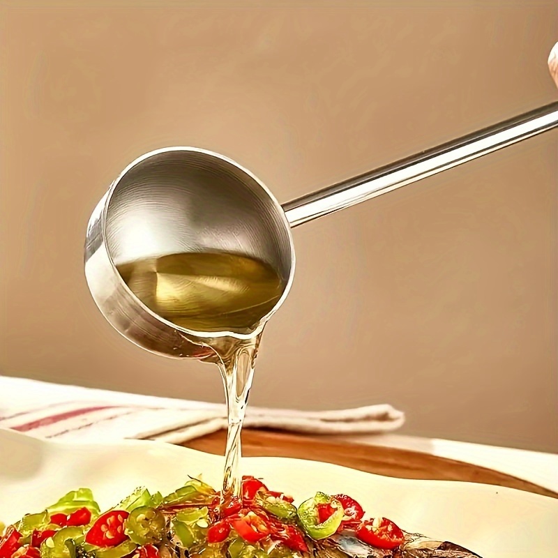 TEMU Stainless Steel Soup Ladle Set - Long Handle, Heat-resistant Kitchen Spoons For Cooking & Serving