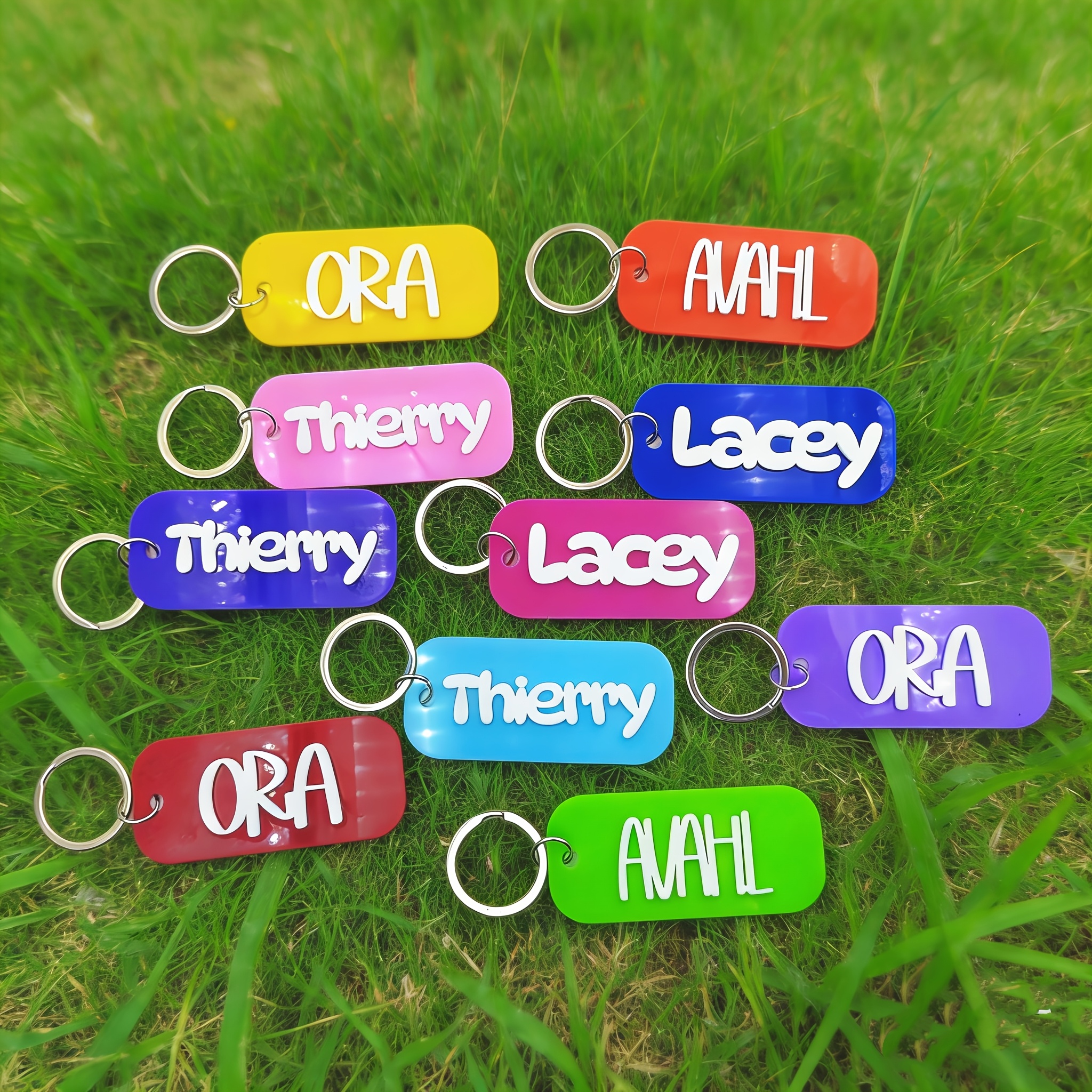 Personalized 3D Name Key Rings, Custom Acrylic Bag Tags