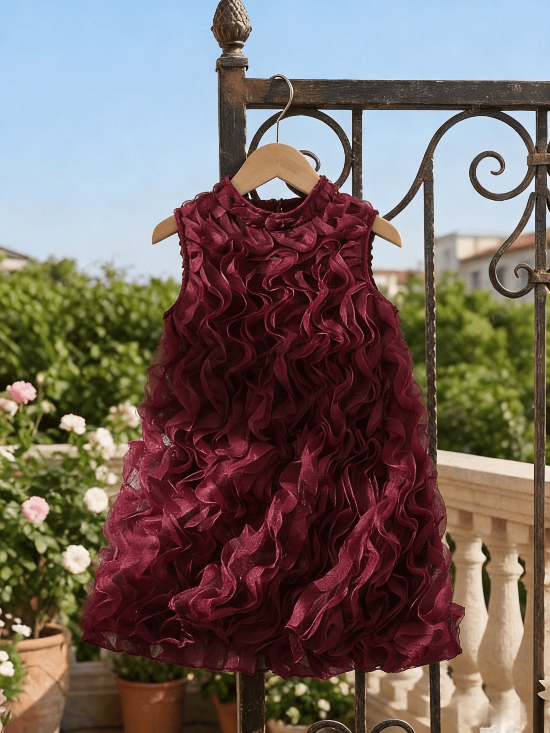 wine red birthday dress [$117.00]Wine Red Birthday Dress Halter Neck Floor Length Ball Gown