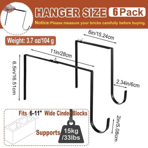adjustable outdoor light string hooks for 6 11 inch concrete block wall and fences 6 no drill string light hangers outside hanging rope lights cable cord holders organizer