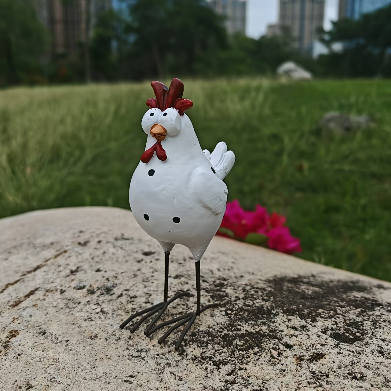 Image of Creative Resin Chicken Sculptures, Whimsical Cute Chicken Statues, Garden And Courtyard Decorative Artworks, Indoor And Outdoor Decorative Statues, Holiday Gift Figurines