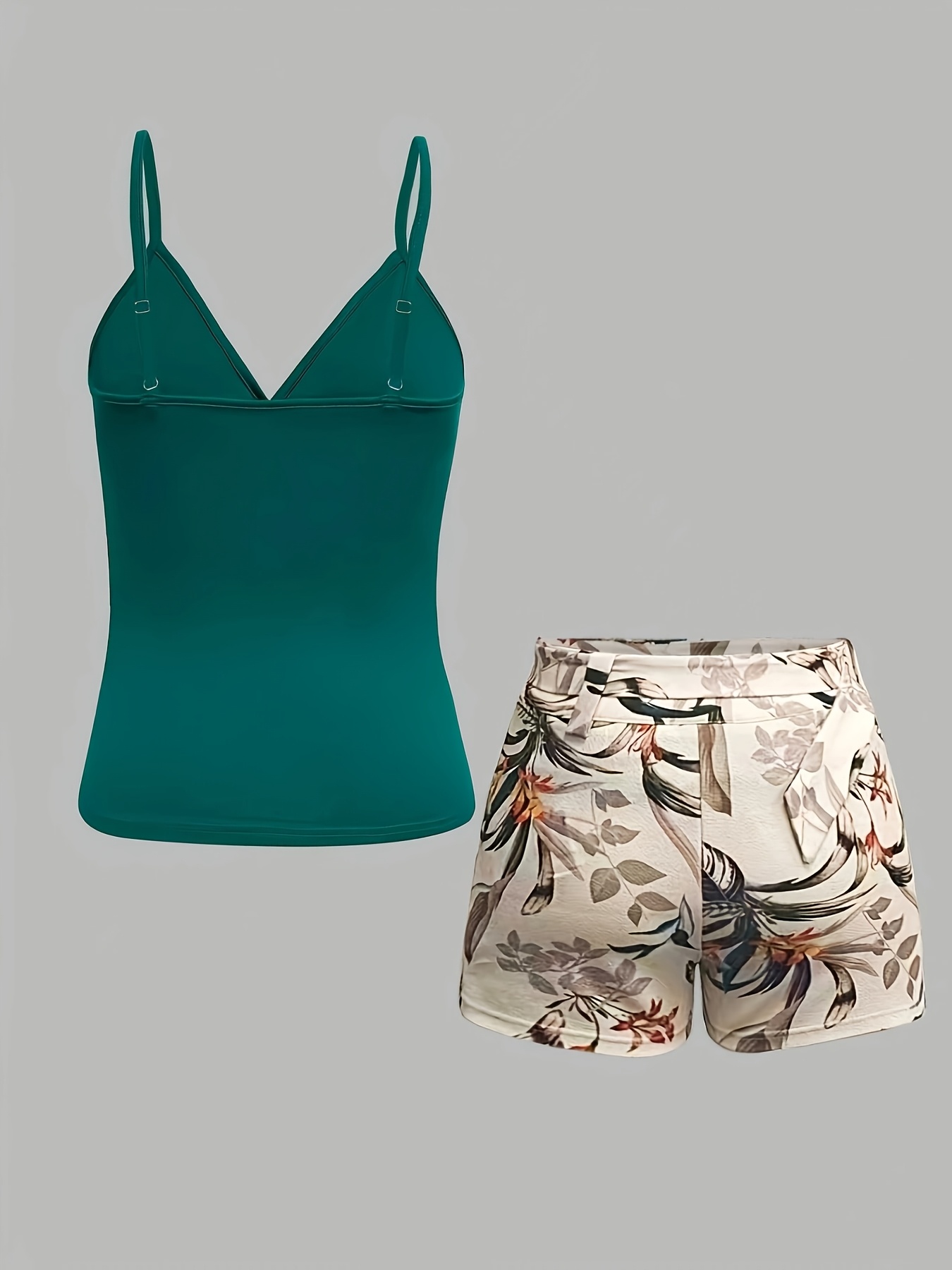 strappy printed shorts set details 2