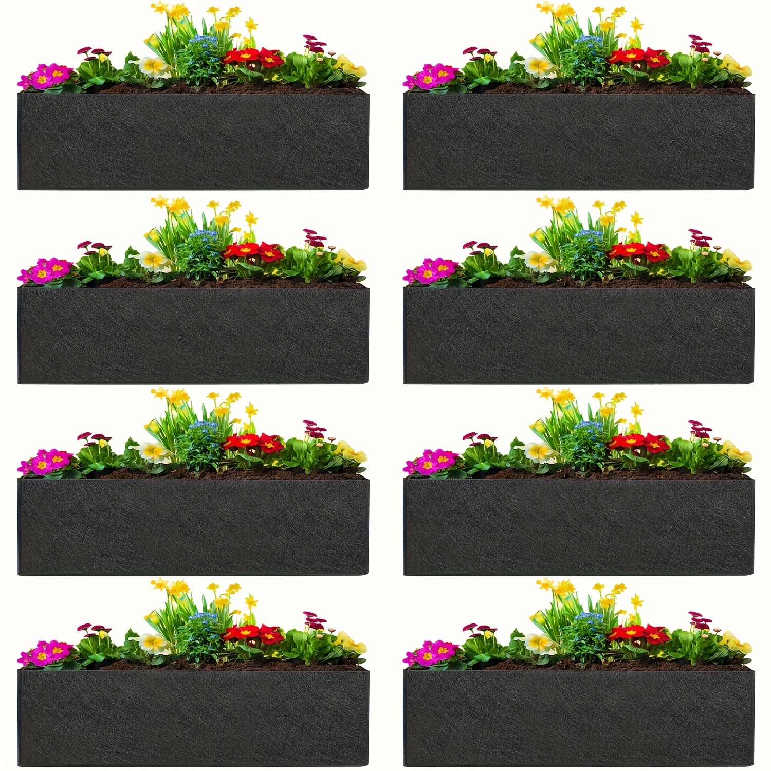 E-shop 8er-Pack 7,9 Gallonen Pflanzsäcke, 300G verdicktes Vliesstoff-Gartenbeet, quadratische 30L Blumentopf-Behälter mit Griffen für Kartoffeln,