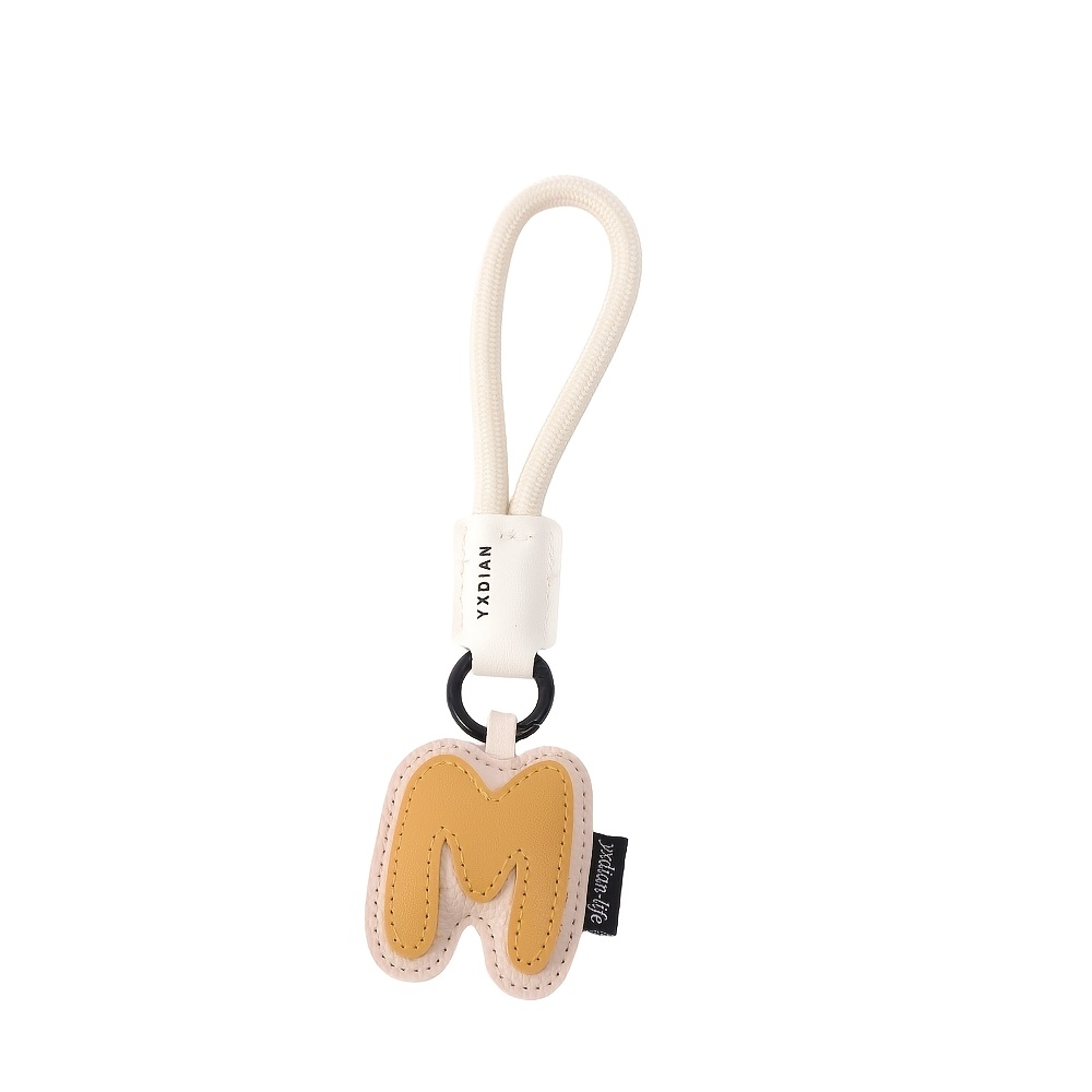 Image of 26pcs A-z Letter Keychain, Fashionable Bag Pendant, Cute Cartoon Style Faux Leather Key Ring, Suitable As Valentine's Day Gift Or Neutral Keychain Accessory