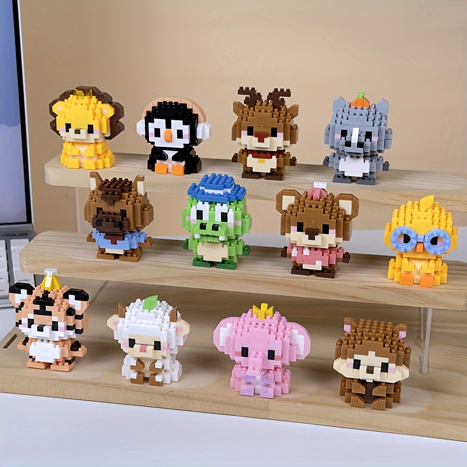 12pcs Mini Animal Building Blocks Set - Lion Elephant Goat Chicken