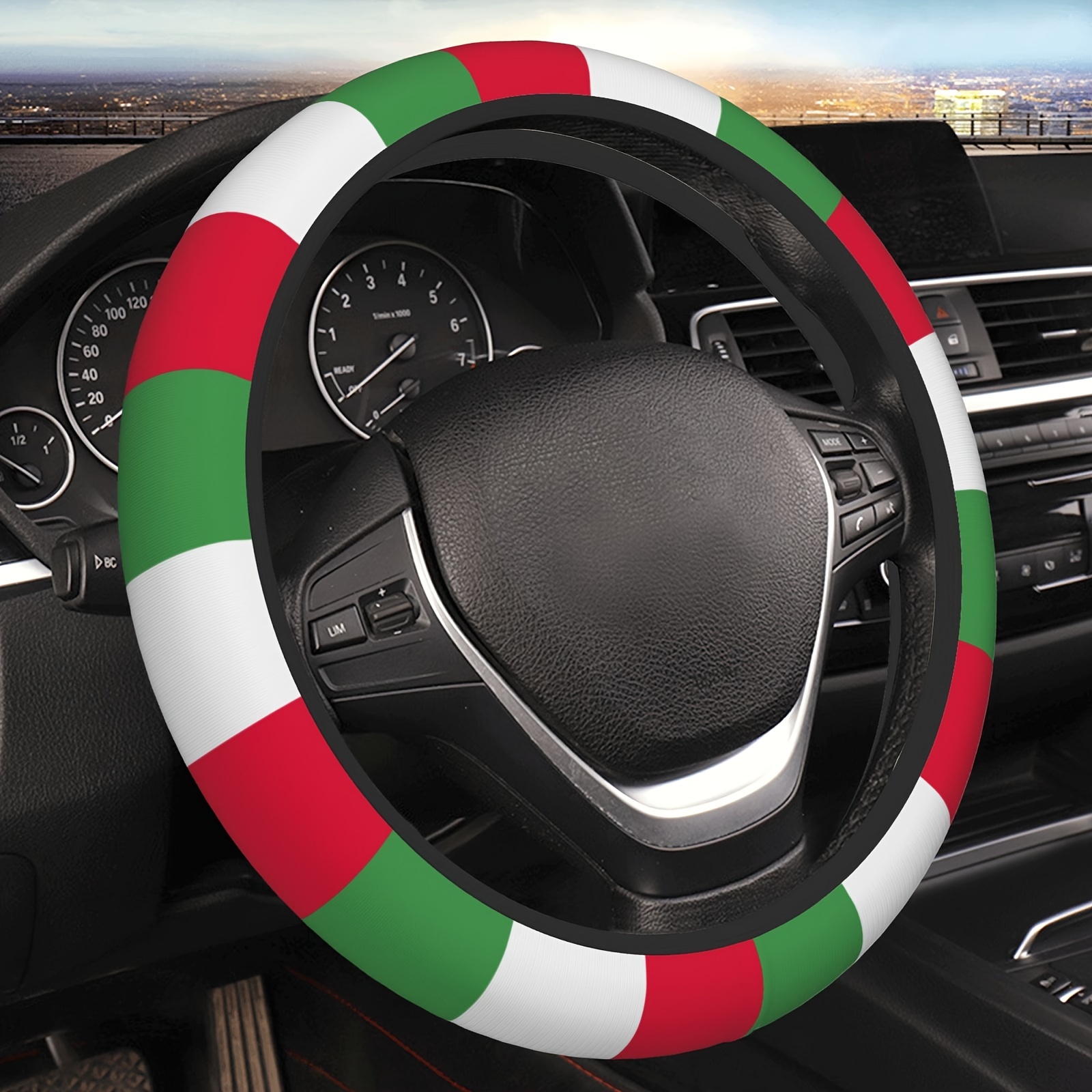 E-shop Luxuriöser italienisch inspirierter 15" Lenkradbezug - Rutschfest, atmungsaktives Polyester für erhöhten & Schutz