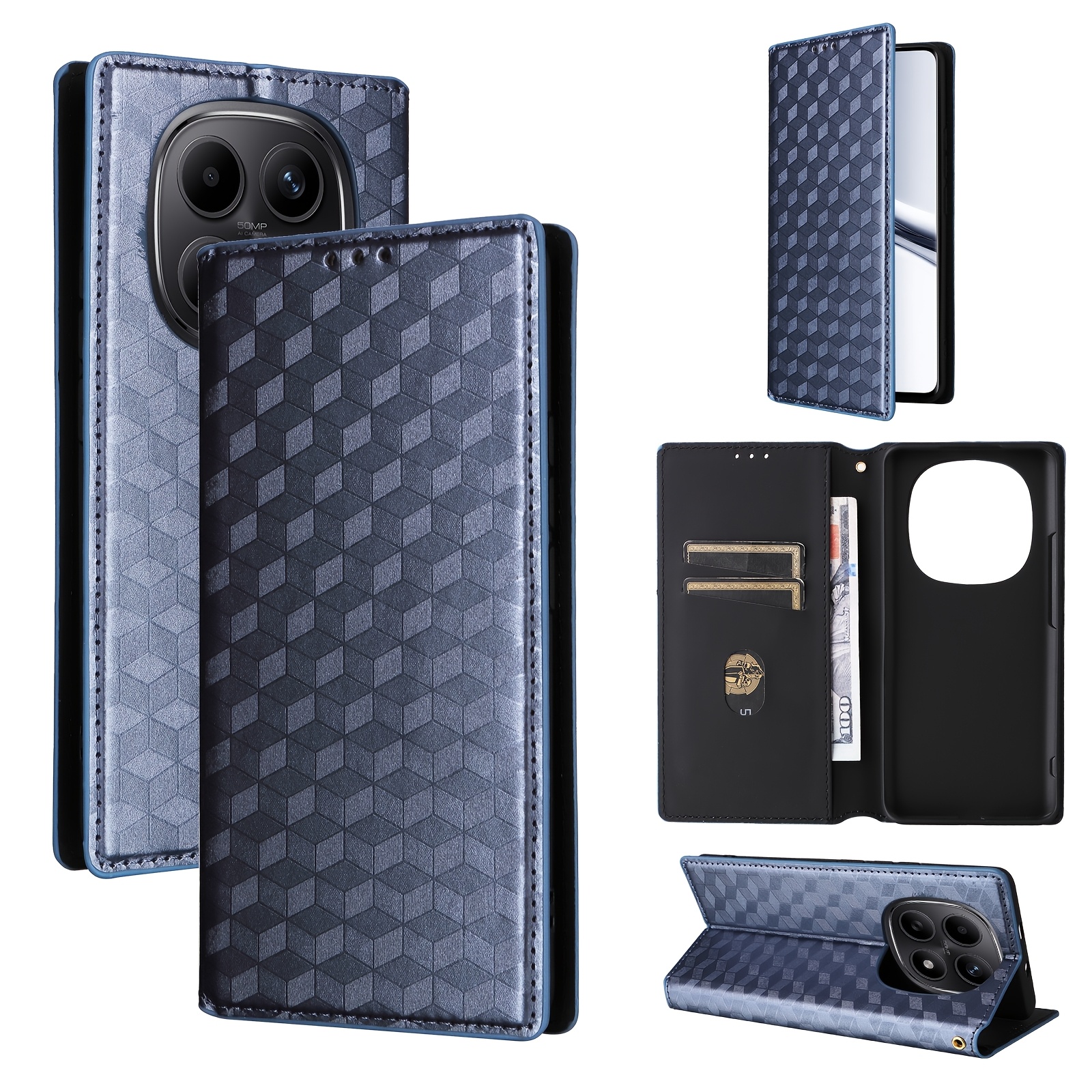TEMU Phone Case - Suitable For Xiaomi Poco M8 5g/compatible With Redmi Note 15 4g/5g Wallet Case, Card Slot Bracket Magnetic Faux Leather Flip Cover