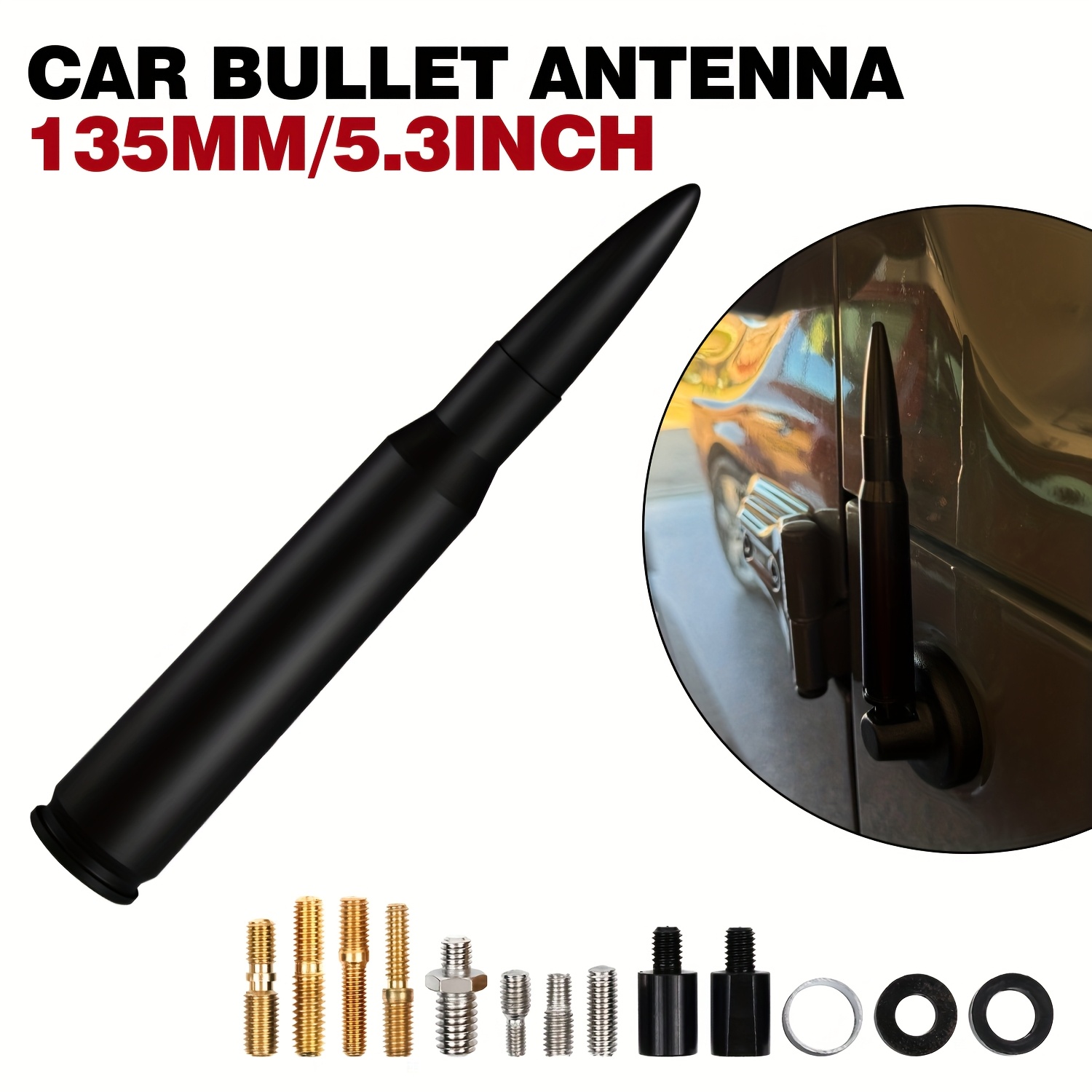 

High-performance 50 Antenna For Off-road Vehicles - Aluminum, Fit For , For Ford, For Jeep, Wrangler - Includes Multiple Adapters & Washers, Antenna Topper For Car