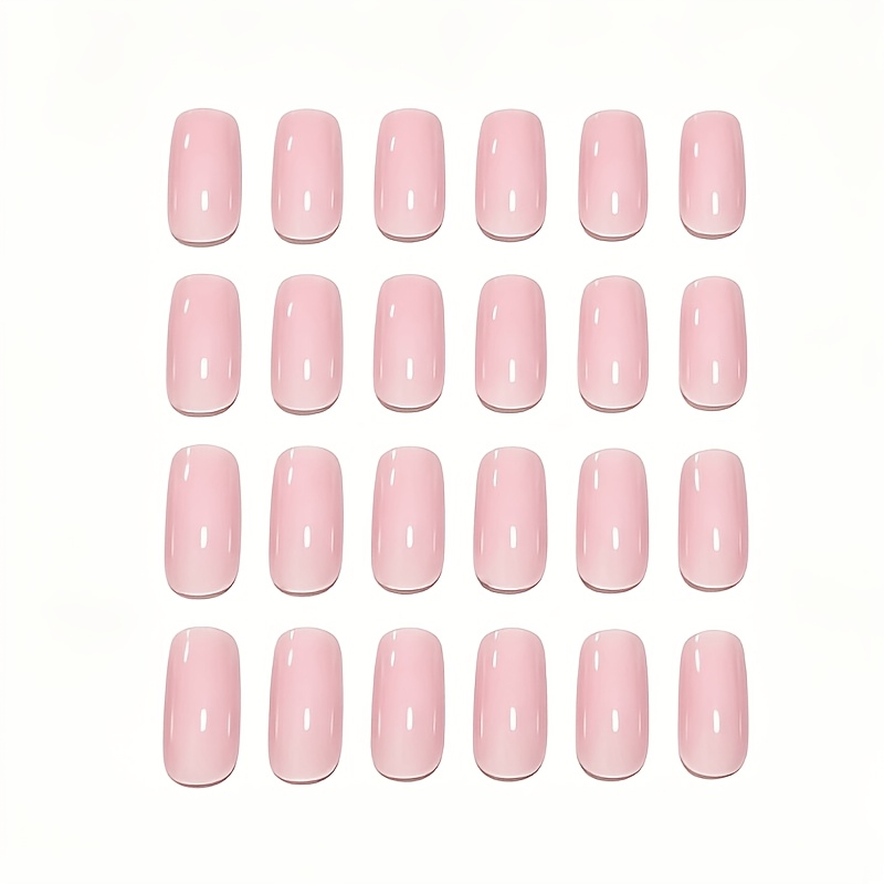 TEMU 24 Unghie Finte Casual Rosa Lucide Quadrate, Riutilizzabili, Adatte per Feste , Facili da per Principianti, Unghie Finte