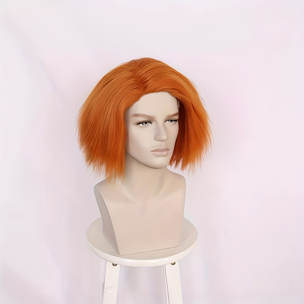 TEMU Orange Fluffy Short Party Wig