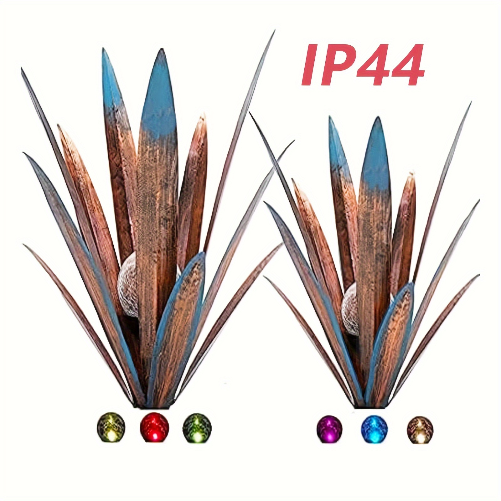 2pcs Metal Agave Solar Outdoor Lights - Solar Lights Feature Automatic , Outdoor Garden, Lawn, And Courtyard Statue Decoration, Great Gift For .(one Large And 1 Small)