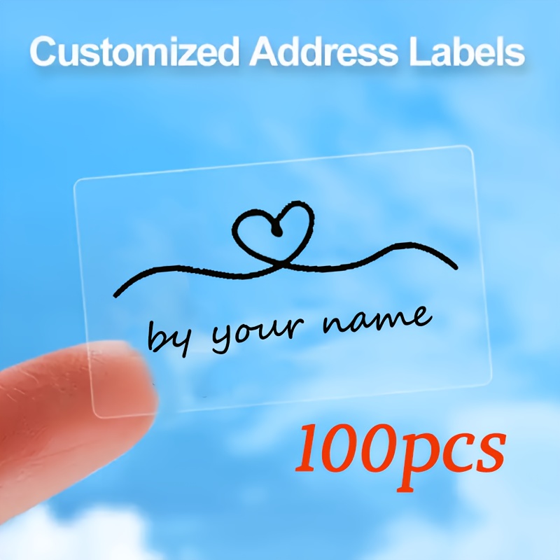 TEMU 50/ Customized Black Transparent Stickers, Customized Stickers, Address Labels, Wedding Stickers Rectangular Stickers
