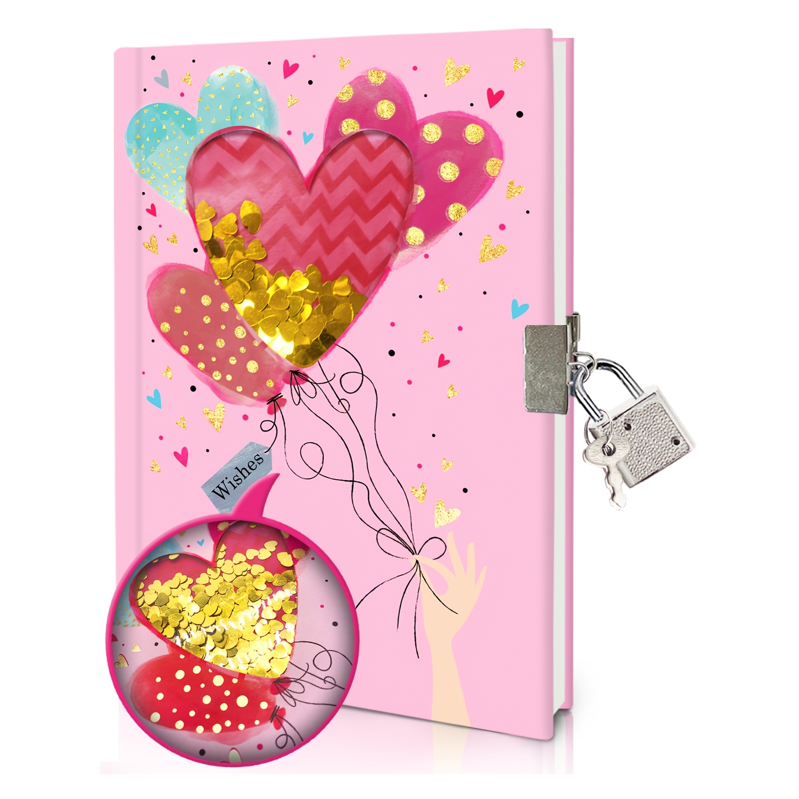 TEMU 1 Carnet Personnel Verrouillable au Design 3D, 7x5,2 Pouces, 160 Pages, un Joli Carnet Personnel avec Clé, Convient comme Cadeau d'Anniversaire