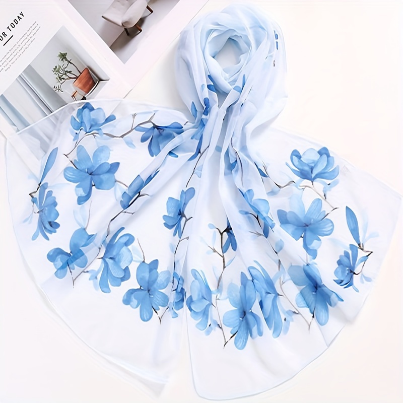 E-shop Ein leichter und eleganter Chiffon-Schal mit Blumenmuster, ein leichter Schal für den Strand im Sommer, der Sonnenschutz und Windwiderstand