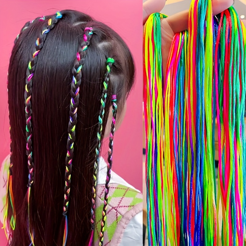 

40pcs Jersey Hair Ropes Set, Multi-colored Braided Headbands, Tassel Hair Straps, Solid Color Hip Hop Punk Style, Easter Ribbon Accessories