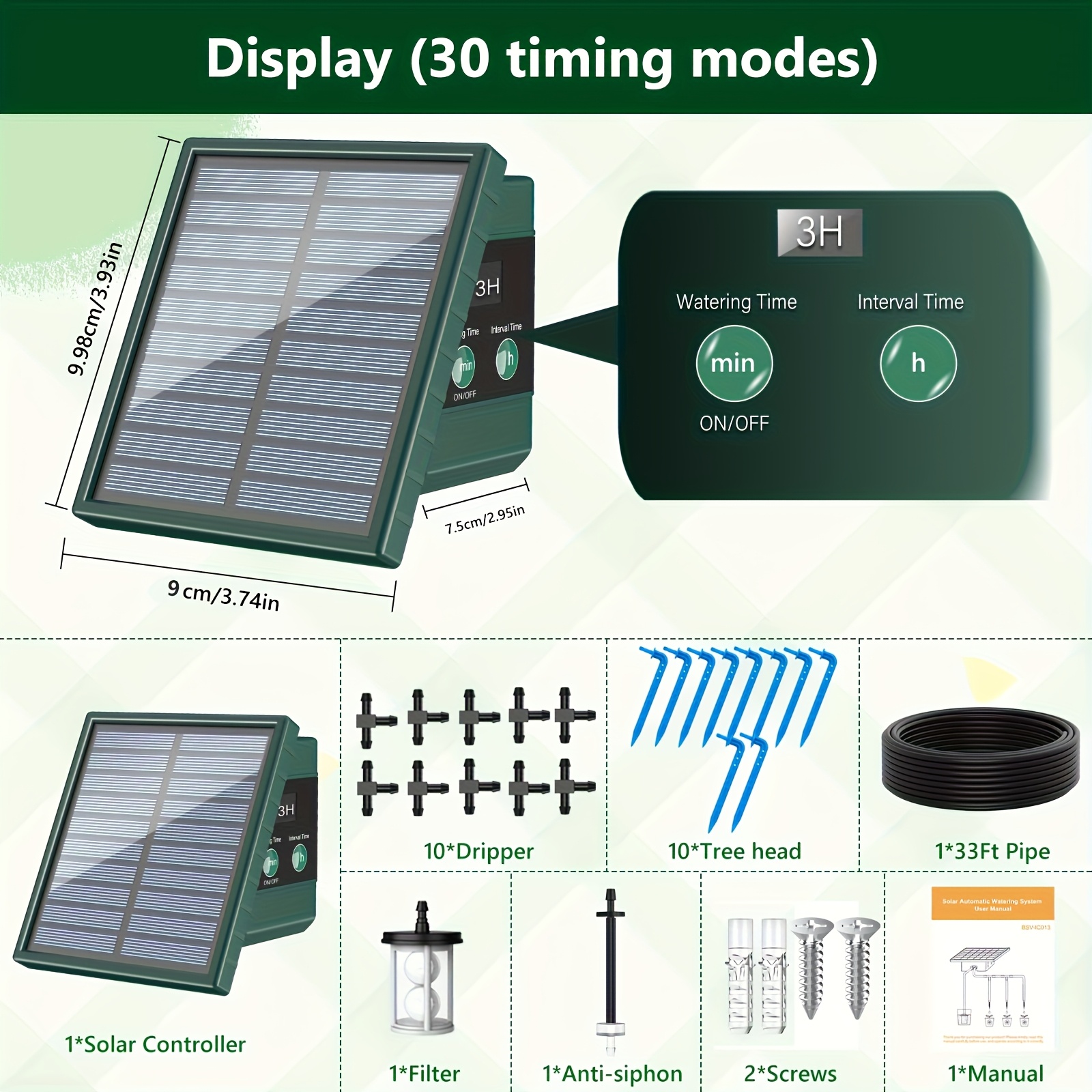 TEMU Solar Drip Irrigation System Solar System Garden Watering System Automatic Watering System Plant Watering Devices Drip Irrigation System