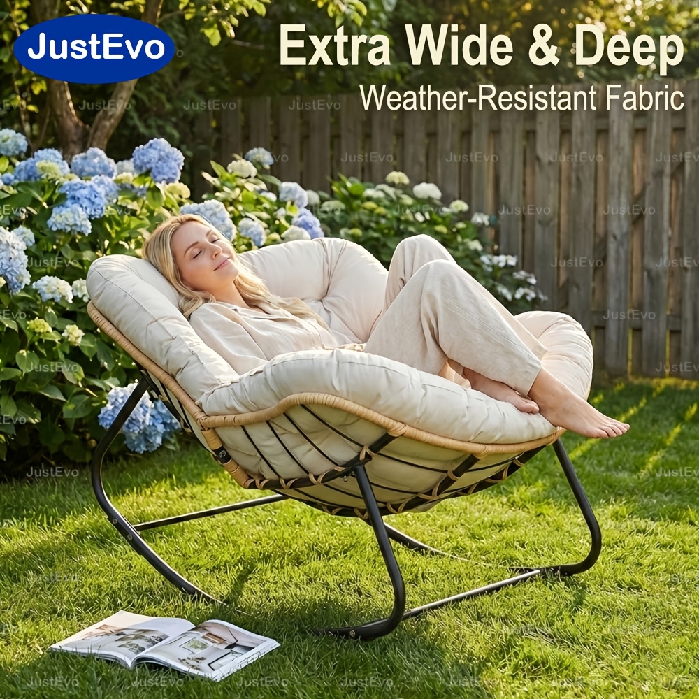 outdoor patio swing rocker glider chair with extra thick cushions detachable sofa lounger for home garden and porch a  