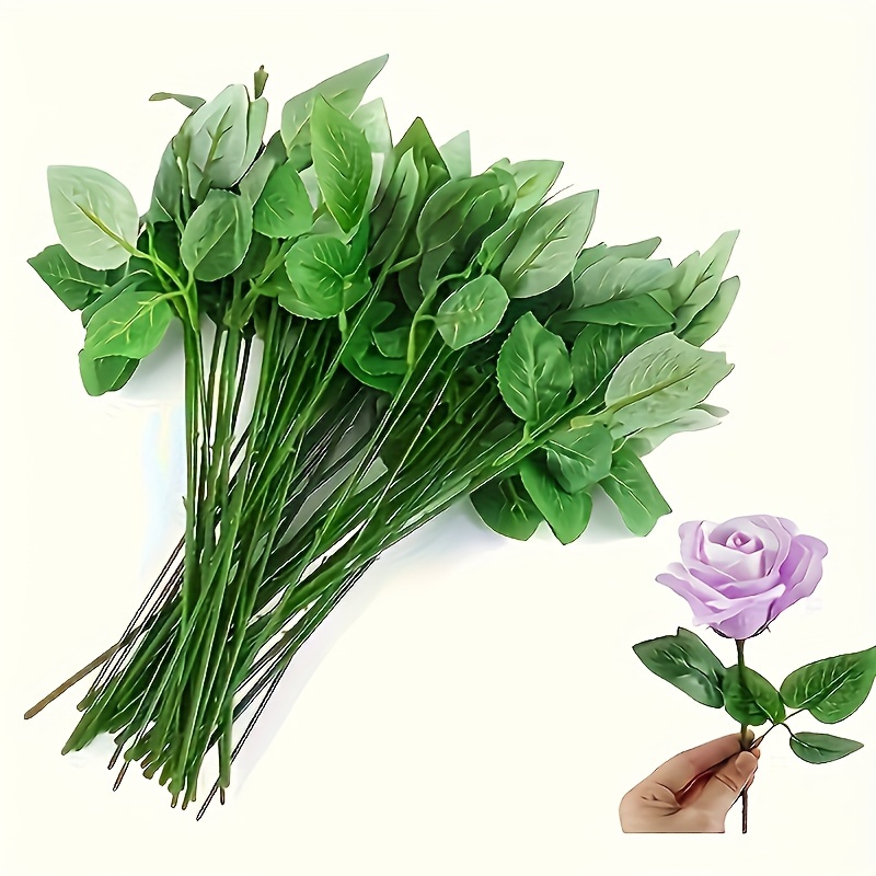 

20pcs Artificial Greenery Rose Leaf Stems, Plastic Faux Floral Branches For Diy Bouquets, Home Decor, Wedding Arrangements, Mother's Day Craft